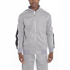 Men's VacationGrabs snap button track jacket in gray with stylish side details and zip closure