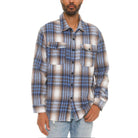 Men's VacationGrabs soft flannel shirt jacket in blue plaid design, perfect for casual outfits
