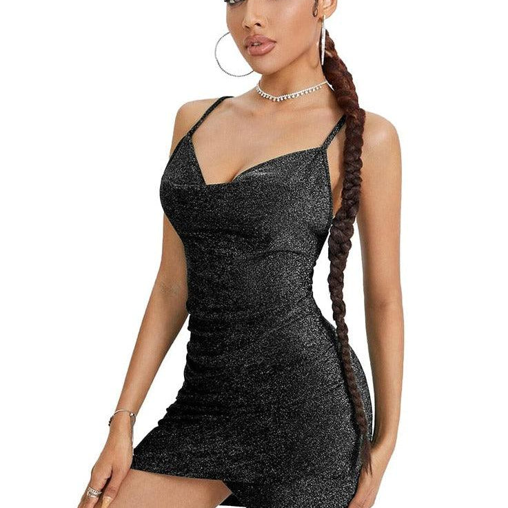 Women's Clubwear Spaghetti Strap Mini Dresses For Women Slim Fit Shimmer Dress