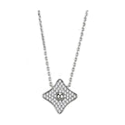 VacationGrabs sparkling rhodium plated necklace with a diamond-shaped pendant and sparkling details