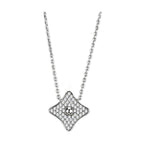 VacationGrabs sparkling rhodium plated necklace with a diamond-shaped pendant and sparkling details