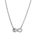 Sparkling silver tone necklace for gifting featuring an infinity design with elegant accents