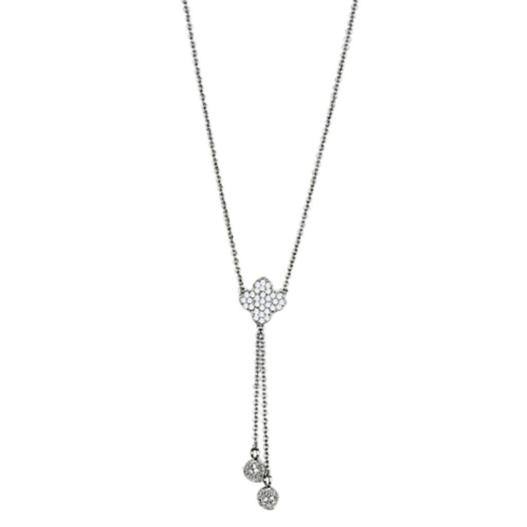 Sparkly drop necklace rhodium plated with elegant pendant and sparkling details for special occasions