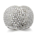 Sparkly heart cocktail ring with brilliant crystals and a sleek silver finish for women's jewelry