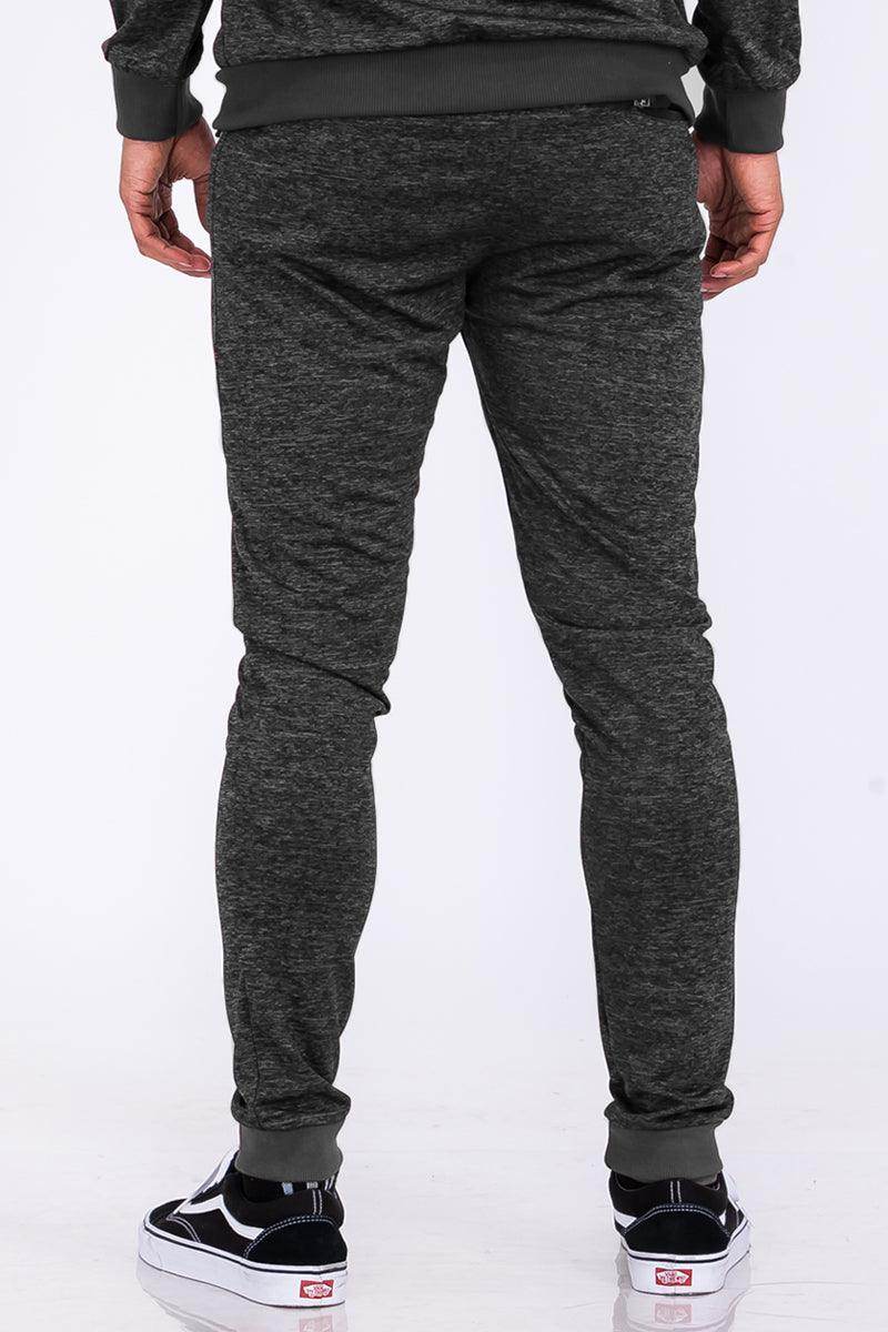 Men's speckled jogger pants in dark gray, perfect for casual and comfortable wear