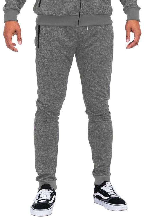Gray speckled jogger pants for men with a slim fit and comfortable design by VacationGrabs