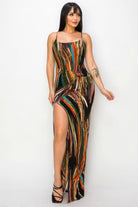 Women's Dresses Split Thigh Multicolor Long Dress