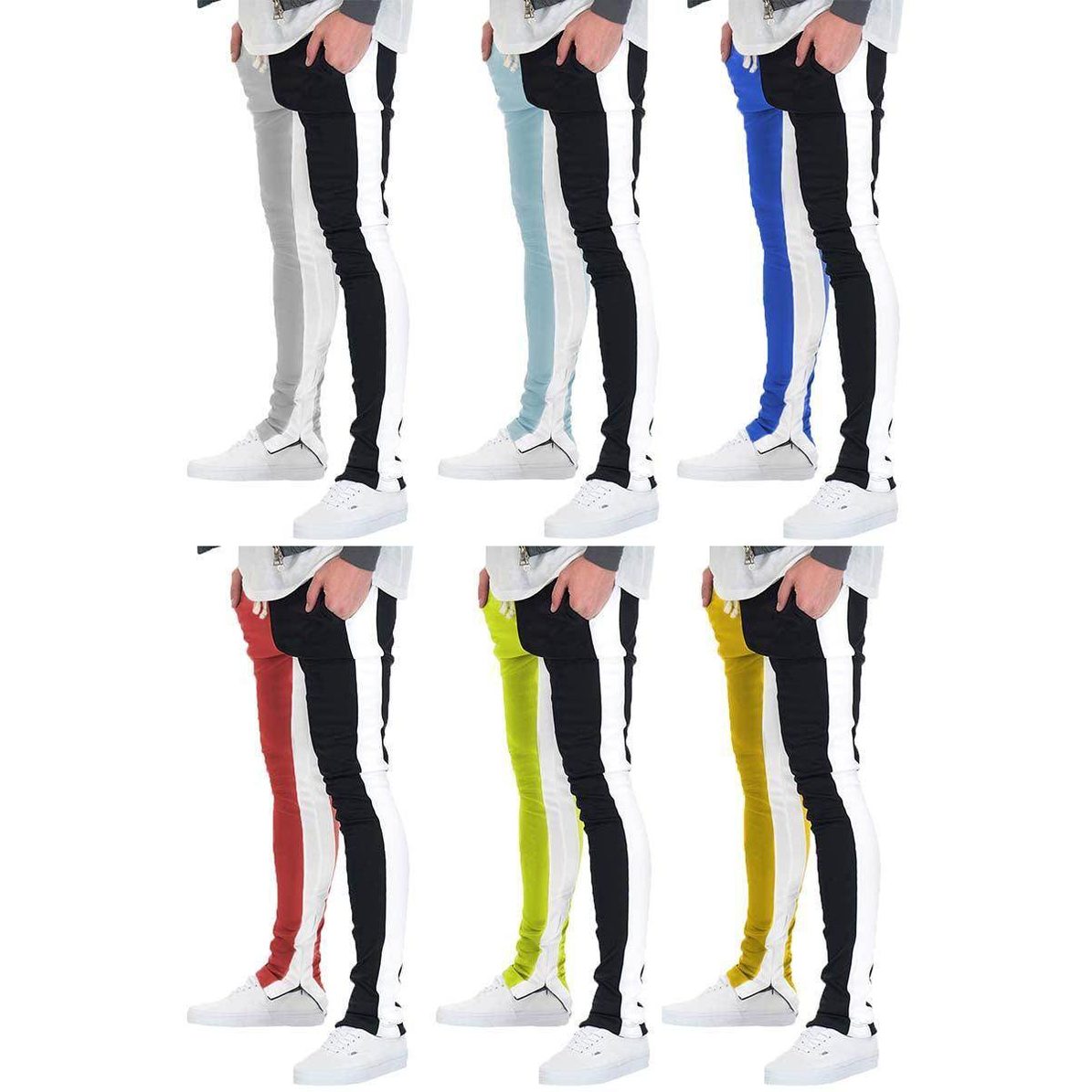 VacationGrabs split track pants for men in six colors with a slim fit design and comfortable fabric