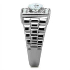 Stylish silver men's ring featuring a square cubic zirconia ring with textured design
