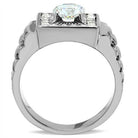 Stylish men's square cubic zirconia ring with a sleek band and shimmering accents