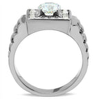 Stylish men's square cubic zirconia ring with a sleek band and shimmering accents