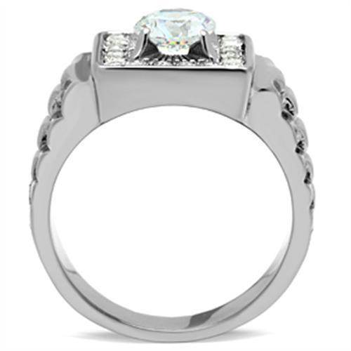 Stylish men's square cubic zirconia ring with a sleek band and shimmering accents