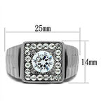 Men's square cubic zirconia ring with a large center stone and a sleek design