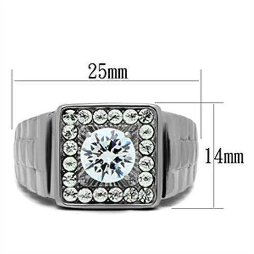Men's square cubic zirconia ring with a large center stone and a sleek design