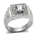 Stylish men's square cubic zirconia ring with intricate settings and shiny finish