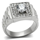 Stylish men's square cubic zirconia ring with intricate settings and shiny finish