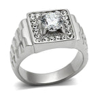 Stylish men's square cubic zirconia ring with intricate settings and shiny finish