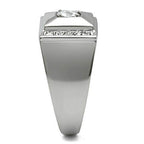Stylish stacked stainless steel ring featuring a sleek design and sparkling accents