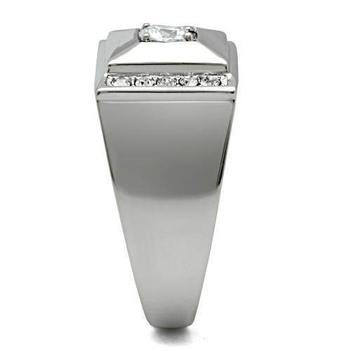 Stylish stacked stainless steel ring featuring a sleek design and sparkling accents