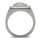 VacationGrabs stacked stainless steel ring featuring a sleek design with a central gemstone