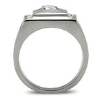 VacationGrabs stacked stainless steel ring featuring a sleek design with a central gemstone
