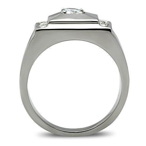 VacationGrabs stacked stainless steel ring featuring a sleek design with a central gemstone