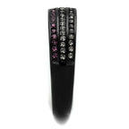 Stainless steel amethyst jewelry ring with black and pink crystals for a stylish look