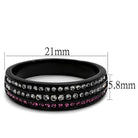 Stainless steel amethyst jewelry ring with three rows of sparkling stones for elegant style