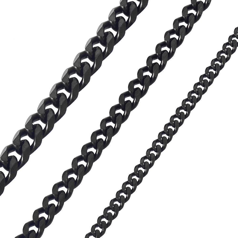 Men's Jewelry - Necklaces Stainless Steel Black Silver Gold Cuban Chain Mens Jewelry