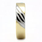 Stainless steel blue gem ring featuring a stylish two-tone design and polished finish
