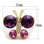 Stainless steel butterfly ring featuring purple and pink crystals for a stylish accessory