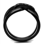 Elegant stainless steel crystal jewelry ring with a sleek black finish for modern women