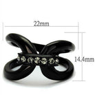 Stylish women's ring in black with stainless steel crystal jewelry accents and elegant design