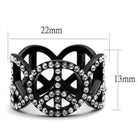VacationGrabs stainless steel crystal jewelry ring with peace symbol and sparkling stones