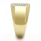 Men's stainless steel crystal jewelry ring in a modern hexagonal design with sparkling details