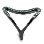 Stylish stainless steel crystal jewelry ring with blue gemstones for elegant women's fashion