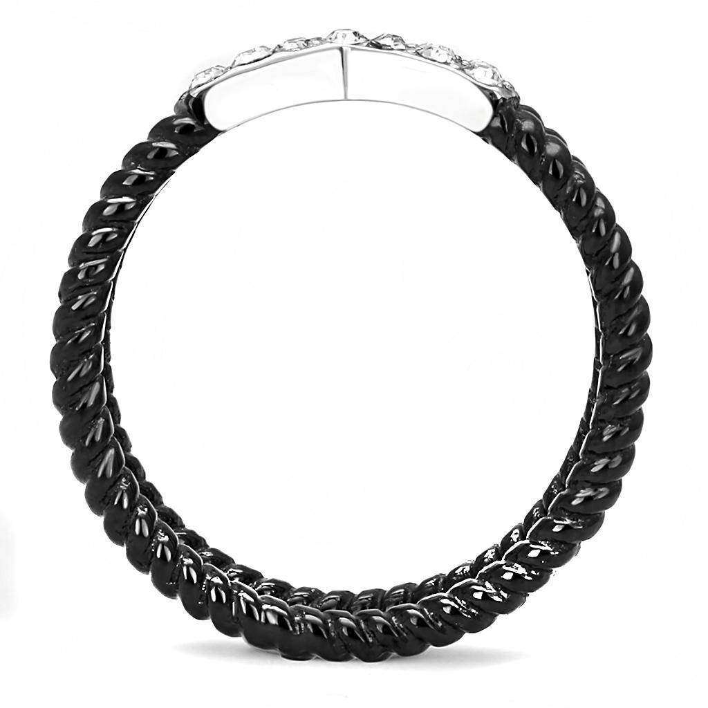 Stylish stainless steel crystal ring with a twisted design for modern women's fashion