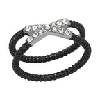 Stylish stainless steel crystal ring with twisted band and sparkling crystals for women