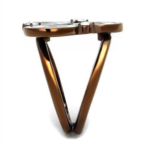 Stainless steel crystal ring with a unique design and polished finish for elegant women's jewelry