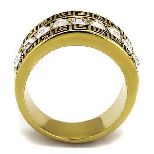 VacationGrabs stainless steel crystal ring with bold design and sparkling crystals for men's jewelry
