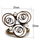 Elegant stainless steel crystal ring featuring a floral design with sparkling crystals in a bronzed finish