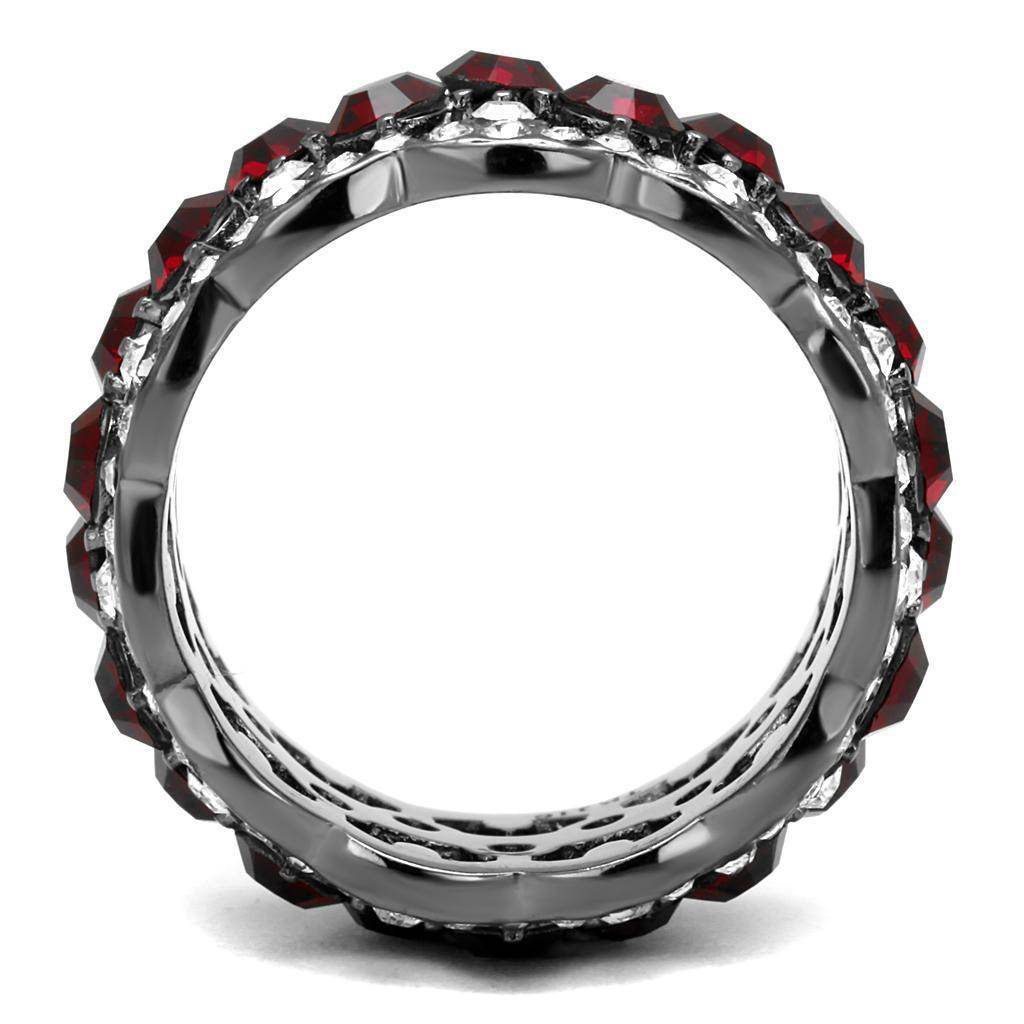 VacationGrabs stainless steel crystal ring with a bold red and clear crystal design for stylish women