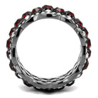 VacationGrabs stainless steel crystal ring with a bold red and clear crystal design for stylish women