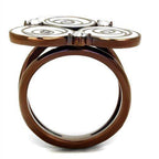Stainless steel crystal ring with a unique flower design and elegant swirls for a stylish look