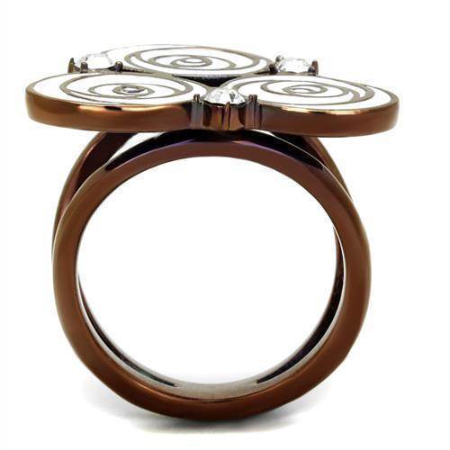 Stainless steel crystal ring with a unique flower design and elegant swirls for a stylish look