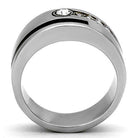 Stylish stainless steel crystal ring featuring a sleek design and sparkling stones for men's jewelry