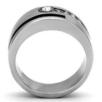 Stylish stainless steel crystal ring featuring a sleek design and sparkling stones for men's jewelry