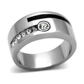 Stylish stainless steel crystal ring featuring a sleek design and sparkling stones for men