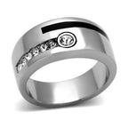 Stylish stainless steel crystal ring featuring a sleek design and sparkling stones for men