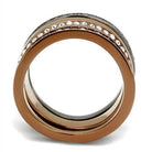 Stylish stainless steel crystal rings with multi-colored bands for a chic look